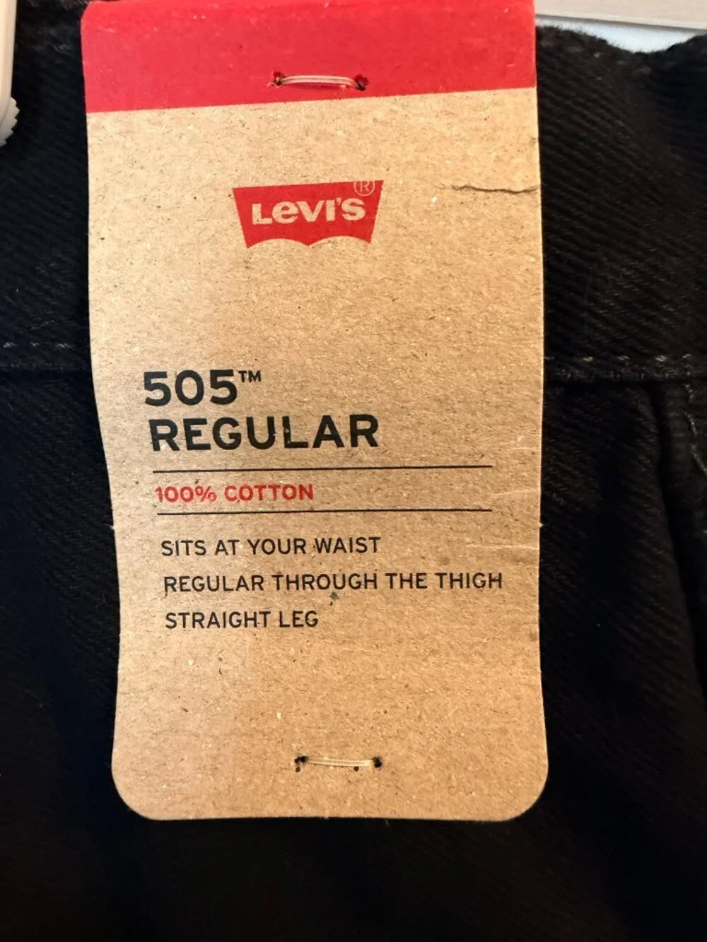 NWT Levis 505 Mens Black Jeans 36x34